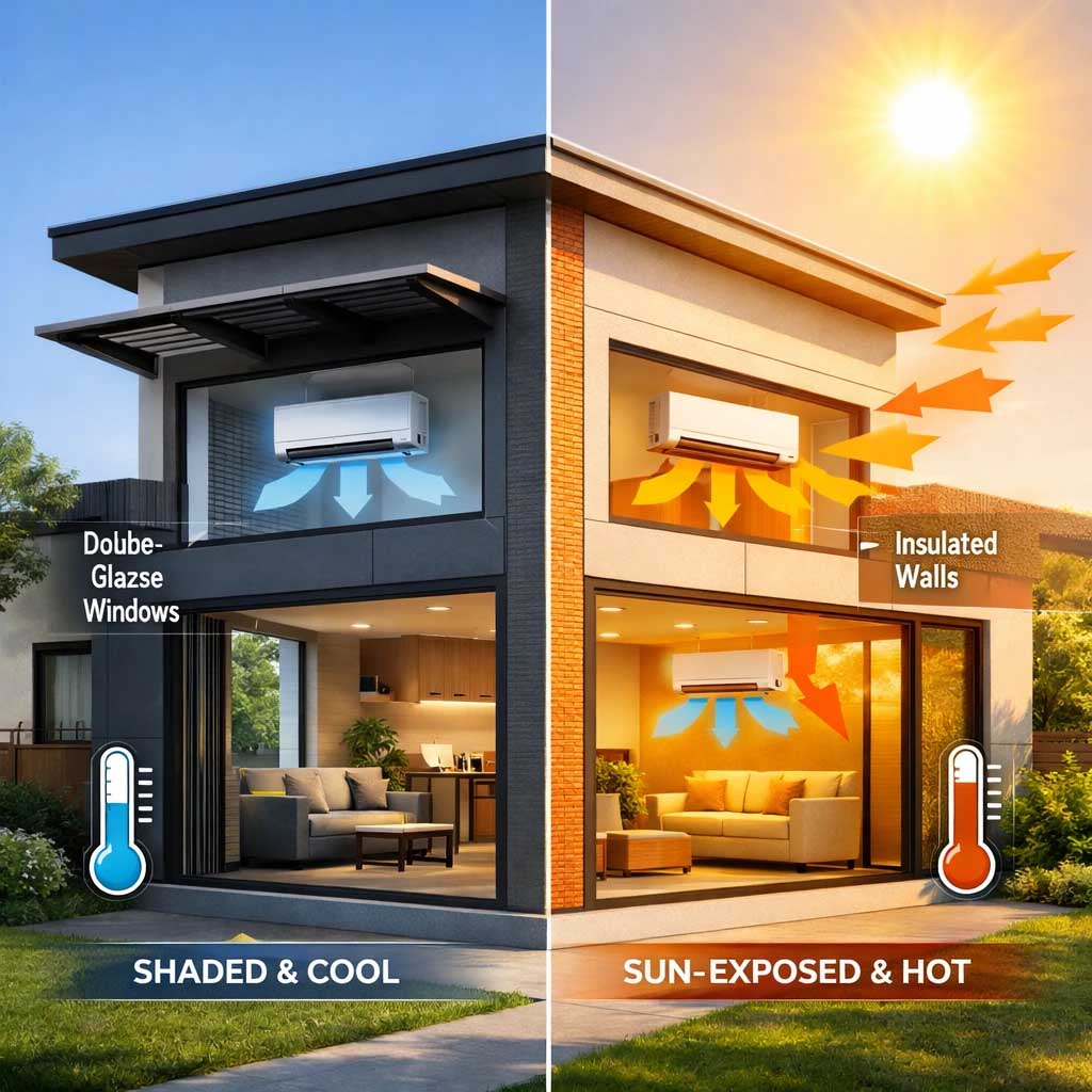 The Role of Building Architectural Design in the Real Efficiency of Air Conditioners